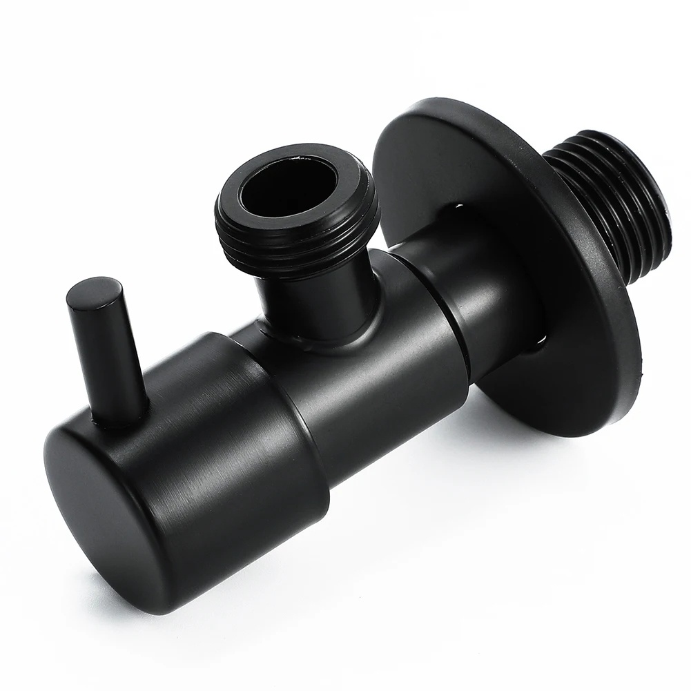 Black Angle Valve 304 Stainless Steel Water Stop Valve Leak-Proof Water Cold and Hot General Bathroom Accessories