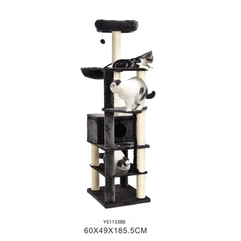 Large Multi Level Cat Tree Activity Cat Tower Furniture Sisal Scratching Post Plush Perches Condo