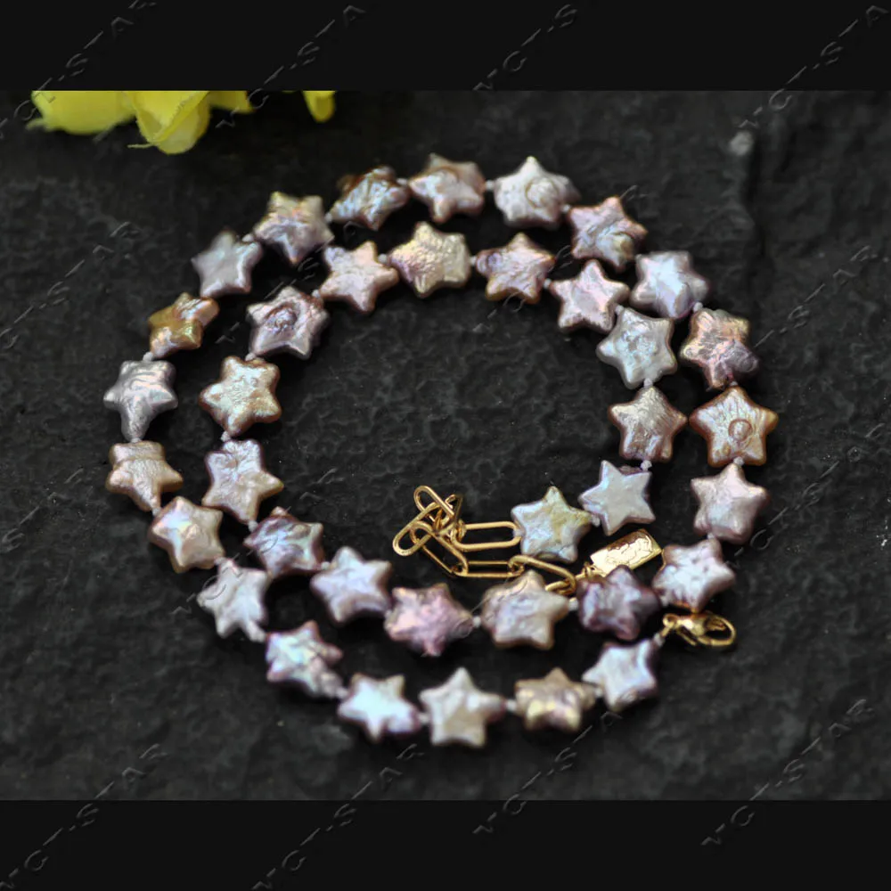 

Z14527 Set Rare 19" 11mm Vivid Purple Lavender Five-pointed Star Coin Edison Pearl Necklace Bracelet Earring