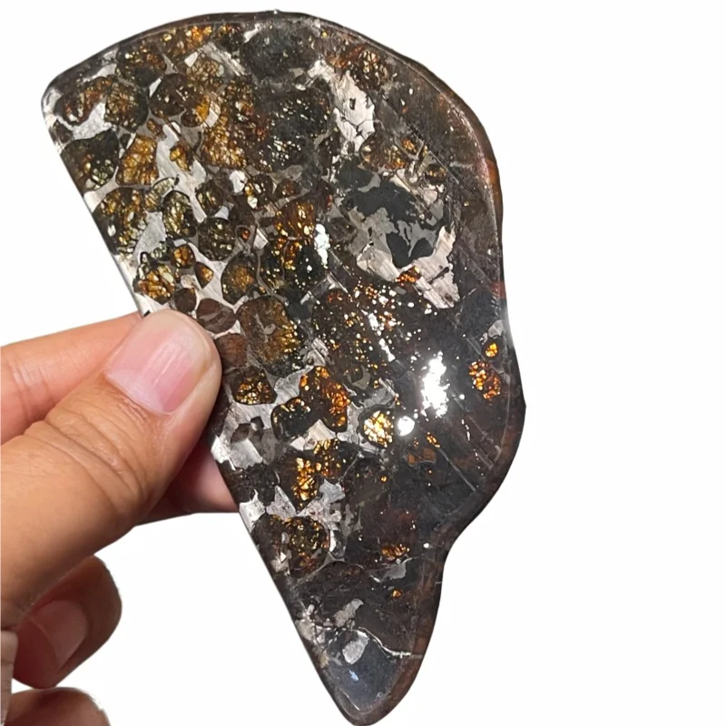 25.4g Sericho Pallastie meteorite slice Olivine Meteorite Natural Specimen Meteorite material Collection - from Kenya -QA829