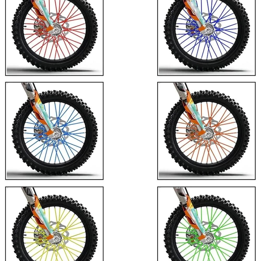 72PCS 24mm Universal Dirt Bike Spoke Covers Motorcycle Wheel Rim Spoke Wrap Kit Skins Protector Cover For Motocross Bike Bicycle