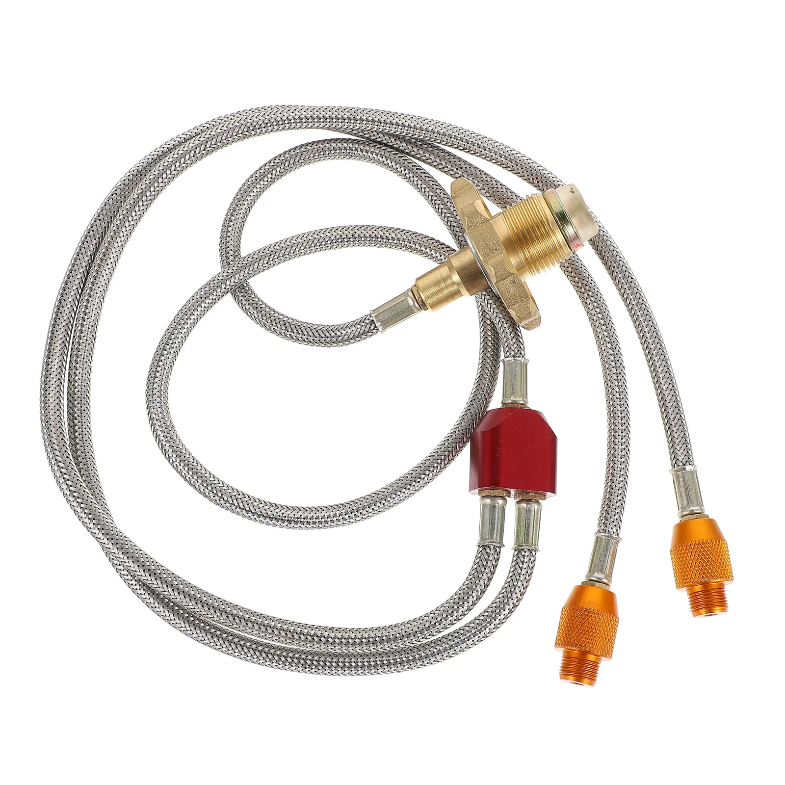 1Pcs Gas Tank Adapter Converter Woven Propane Hose for Dual Cooker Connection Barbecue Camping Hiking Gathering
