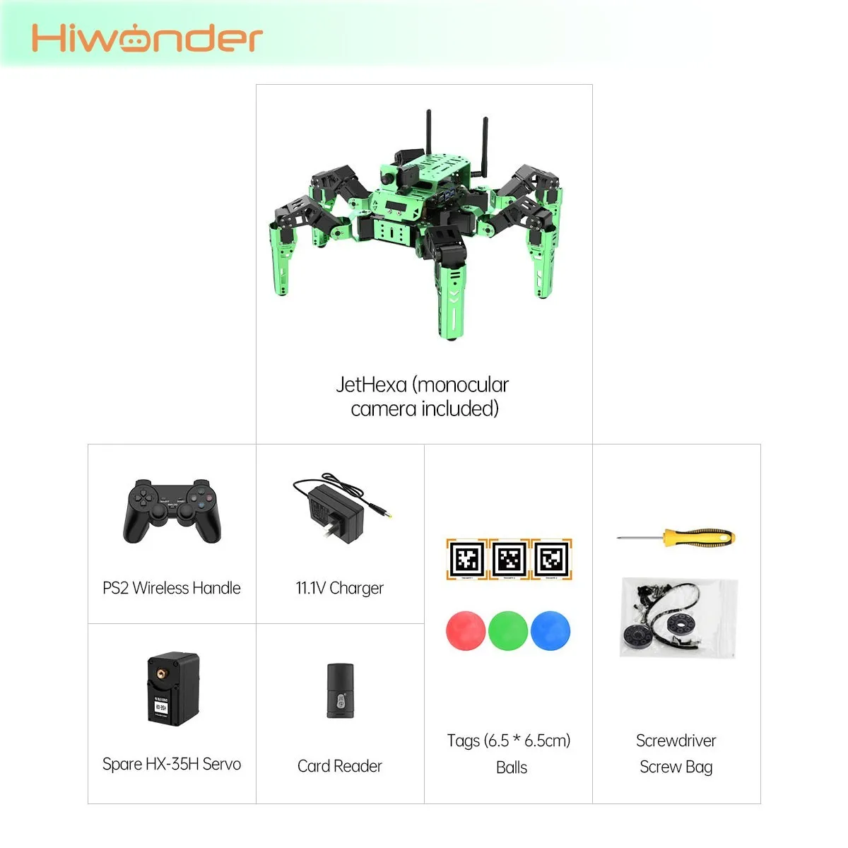 Hiwonder JetHexa ROS Hexapod Robot (Standard Kit w/ Monocular Camera) Supports Wireless Controller