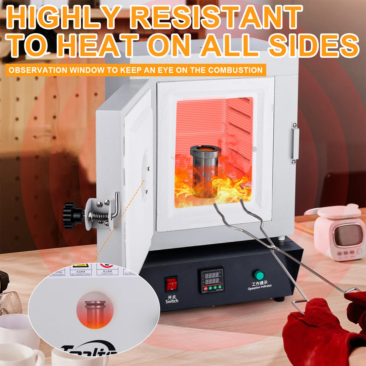 

Печь для литья ювелирных изделий мощностью 1500 Вт с окошком наблюдения: 1150 ℃ Духовка с постоянной температурой для литья ювелирных изделий и обжига зубного воска