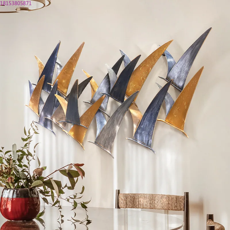 Simple modern living room three-dimensional flying bird wrought iron dining room wall hanging bedroom creative retro