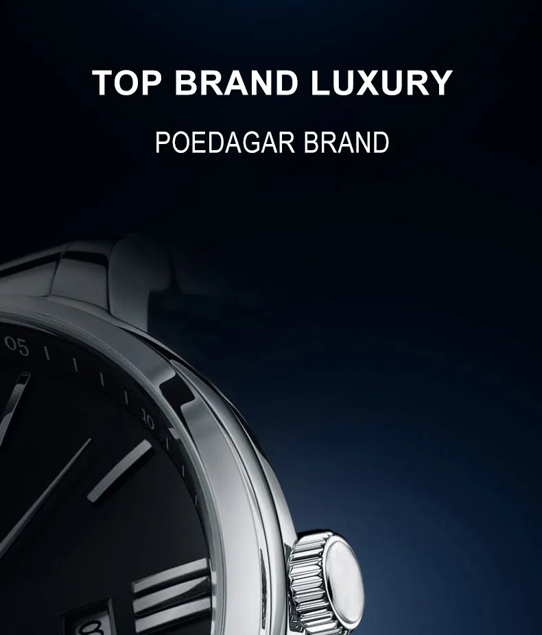POEDAGAR Luxus Sport herren Armbanduhr Edelstahl Wasserdicht Datum Mann Uhr Hohe Qualität Casual Mode Quarz Männer Uhren – Detail 12