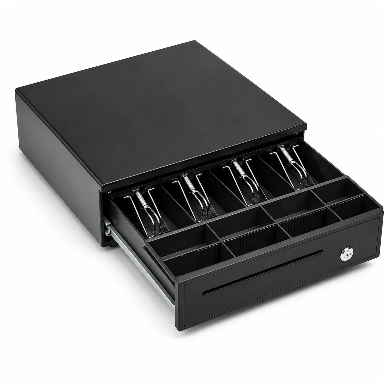 googo-cash-drawer-42x405x10cm-robust-metal-case-3-point-lock-3-opening-methods-compatible-with-common-printers-black