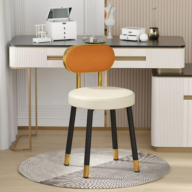 

Dressing Stool Backrest Makeup Chair Girl Dormitory Ins Home Sedentary Durable Furniture Ottomans Dining Chair Living Room Pouf