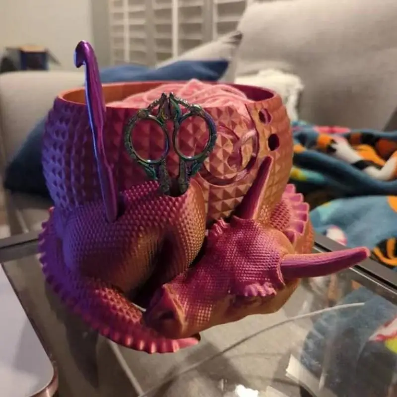 Mangkuk penyimpanan benang rajut, tempat penyimpanan benang rajut, wadah benang rajut naga dan telur benang rajut