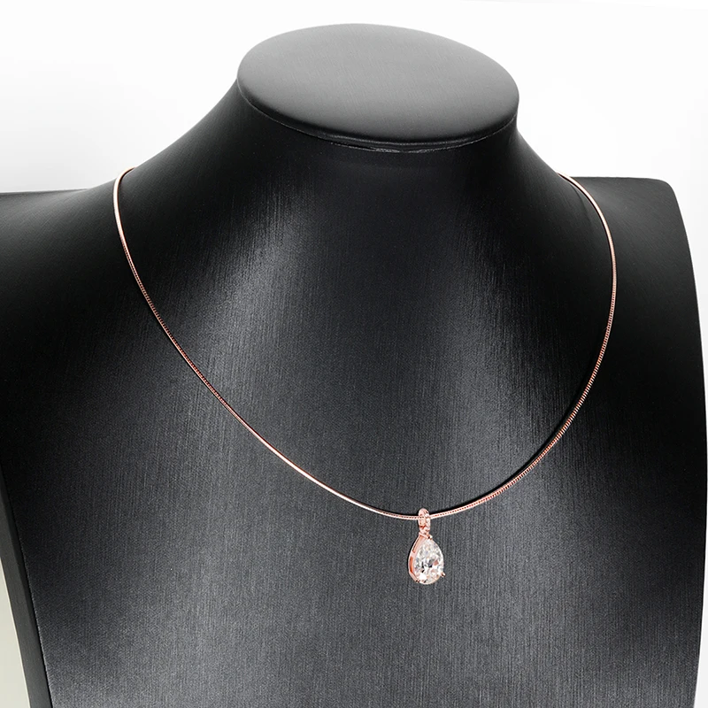 EWYA 3ct الكمثرى قطع سوليتير مويسانيتي الماس قلادة القلائد النساء الزفاف s925 الفضة 1.5 مللي متر الصلبة المختنق سلسلة عنق هدية
