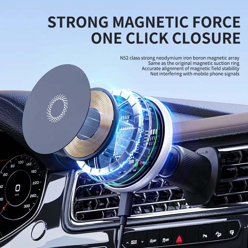 Magnetic Car Phone Holder for Audi A8 D4 2011-2017 2014 2015 2016 Wireless Charging Special Fixed Bracket Base MagSafe Mount - view 6