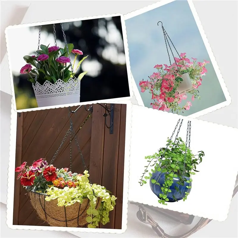 A96K-20PCS 19.7 Inch Plant Hooks For Hanging Baskets,Black Hanging Chains With S Hook And Clip For Planter, Bird Feeders