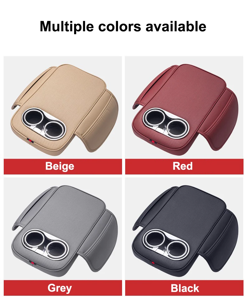 2026 Car Center Console Armrest Cushion with 2Cup Holder Leather Heighten Pad Creative Comfortable Armrest Cover For Mazda 3 5 6