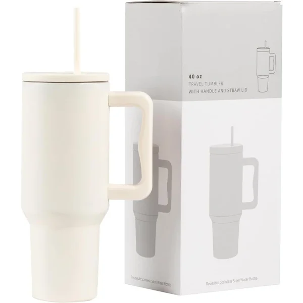 

Стакан на 40 унций с ручкой, многоразовая изолированная чашка с крышкой и соломинкой, бутылка для воды из нержавеющей стали, дорожная кружка для холодной и горячей воды