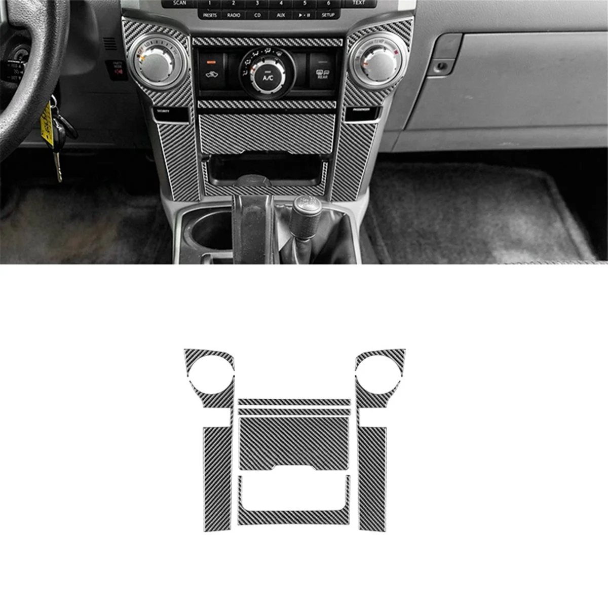 Panel de interruptor de aire acondicionado de fibra de carbono para Toyota 4runner, accesorios de cubierta embellecedora, consola central, 2010-2020