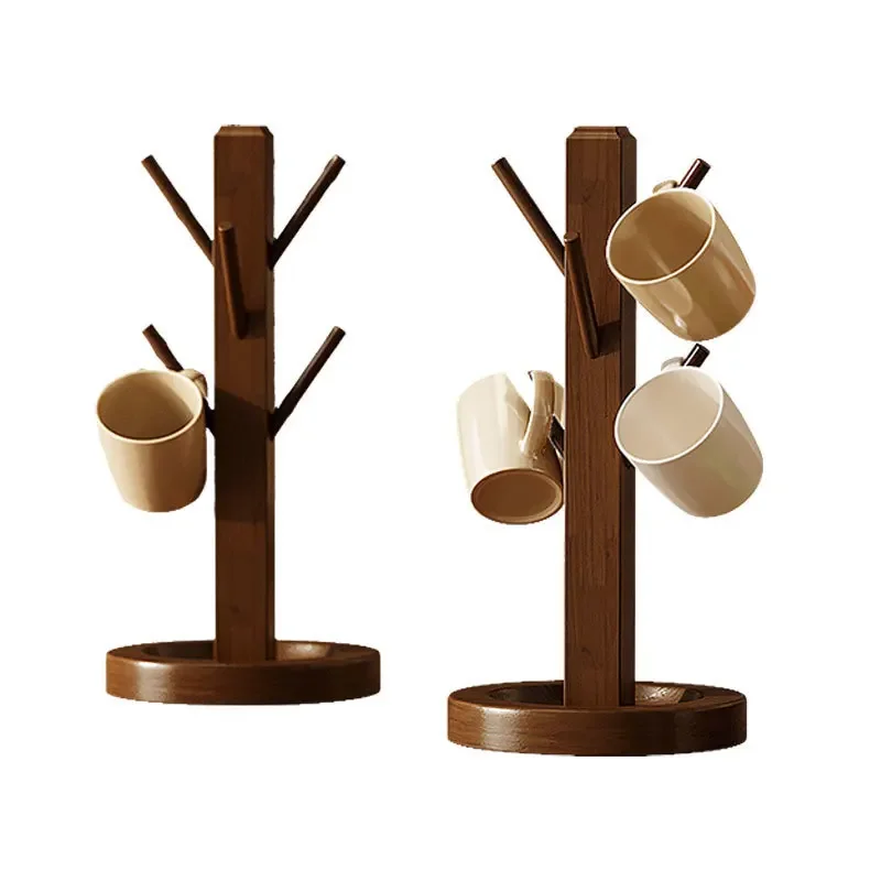 Solid wood cup storage rack desktop upside down drain tea cup holder coffee cup storage rack