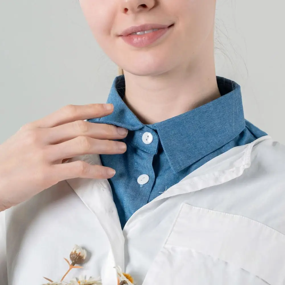 

Denim Fake Collar Sparkling Rhinestones Adjustable Straps Machine Washable Detachable Collar Outfit Accessory