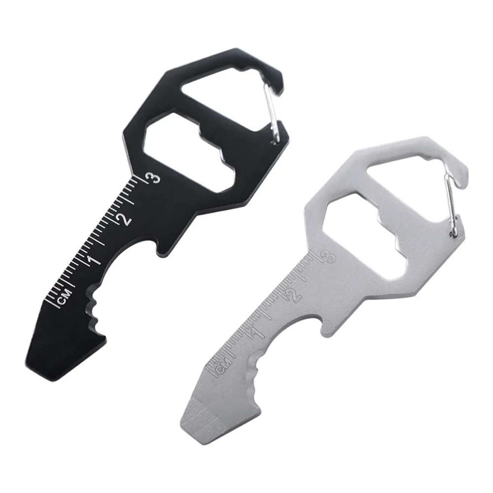 6 in 1 Multi-use Mini Tool Wrench Screwdriver Utility Gadget Measuring Ruler Bottle Opener Multi Tool Keychain Camping