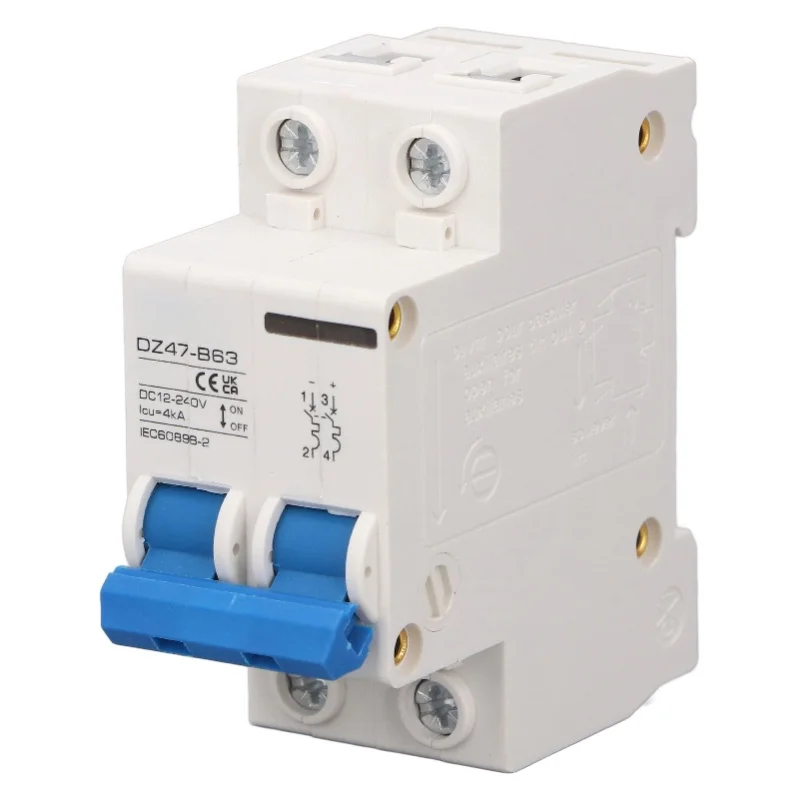 

2P Photovoltaic DC Circuit Breaker High Sensitivity Overload Protection Switch DC12-240V 4KA 32A