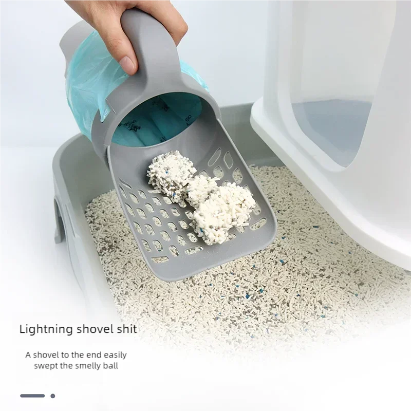 High Quality Plastic Cat Litter Scoop With Waste Bin Integrated Detachable Washable Durable Cat Poop Shovel Pet Kitty Litter Box