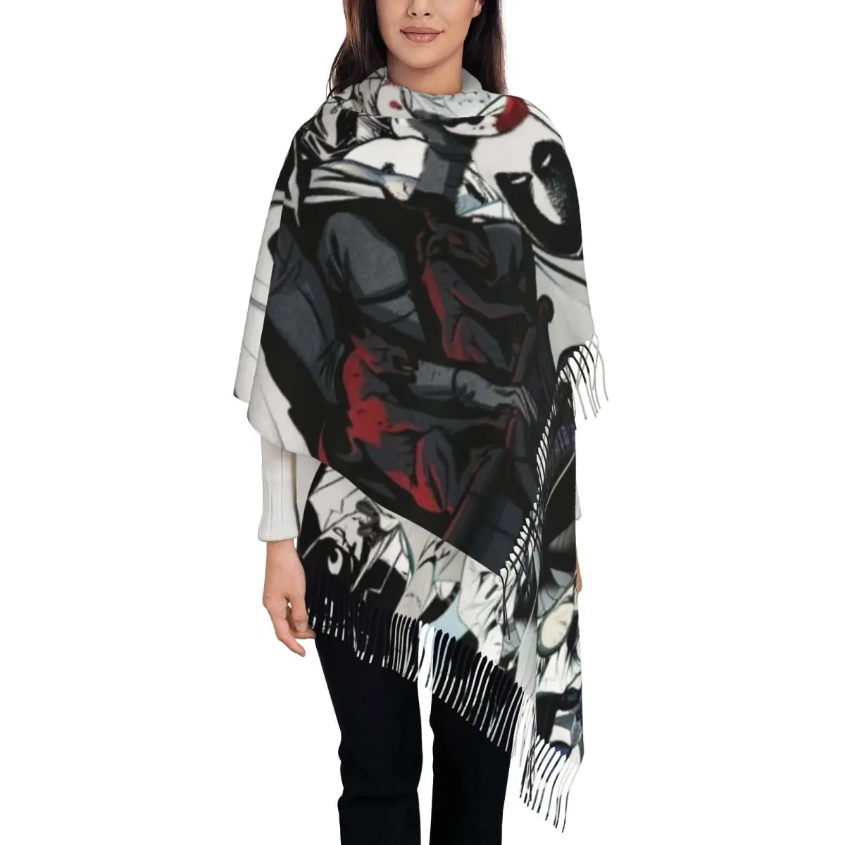 

Женский шарф из фильма «Лунный рыцарь» на заказ, длинные зимне-осенние теплые шаль с кисточками, шарфы унисекс