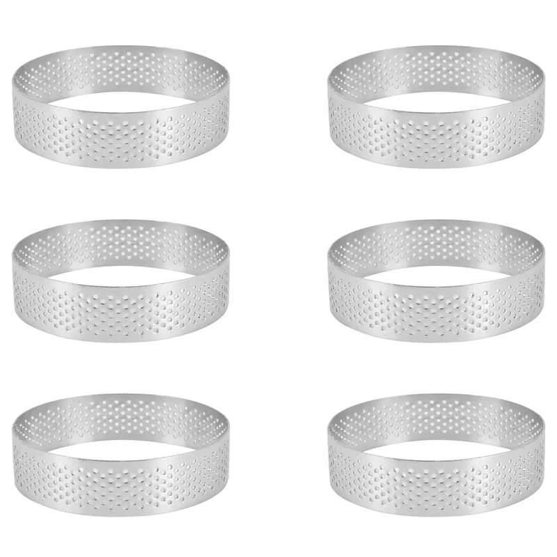 

60 Pack Stainless Steel Tart Ring, Heat-Resistant Perforated Cake Mousse Ring, Round Ring Baking Doughnut Tools, 8Cm