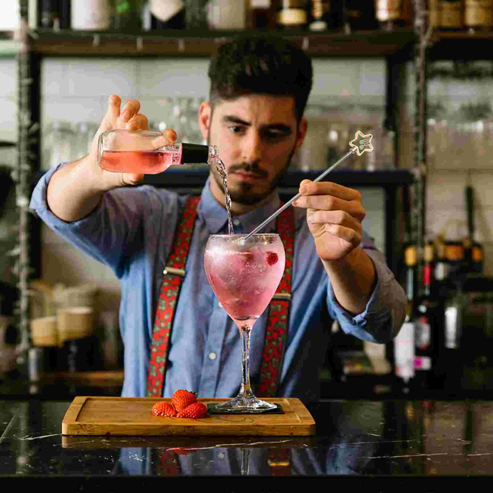 Hölzerner Rührstab für Cocktails, Goldbarren, Edelstahl, Getränke, Saft, Stößel, Rührer