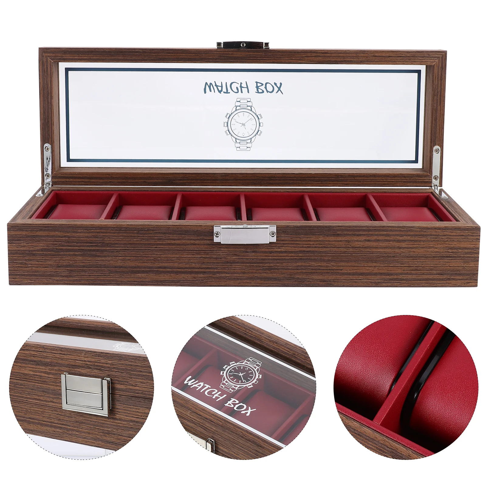 

6 Slots Wooden PU Watch Display Case Elegant Durable ganizer Child Jewelry Box Gift Box