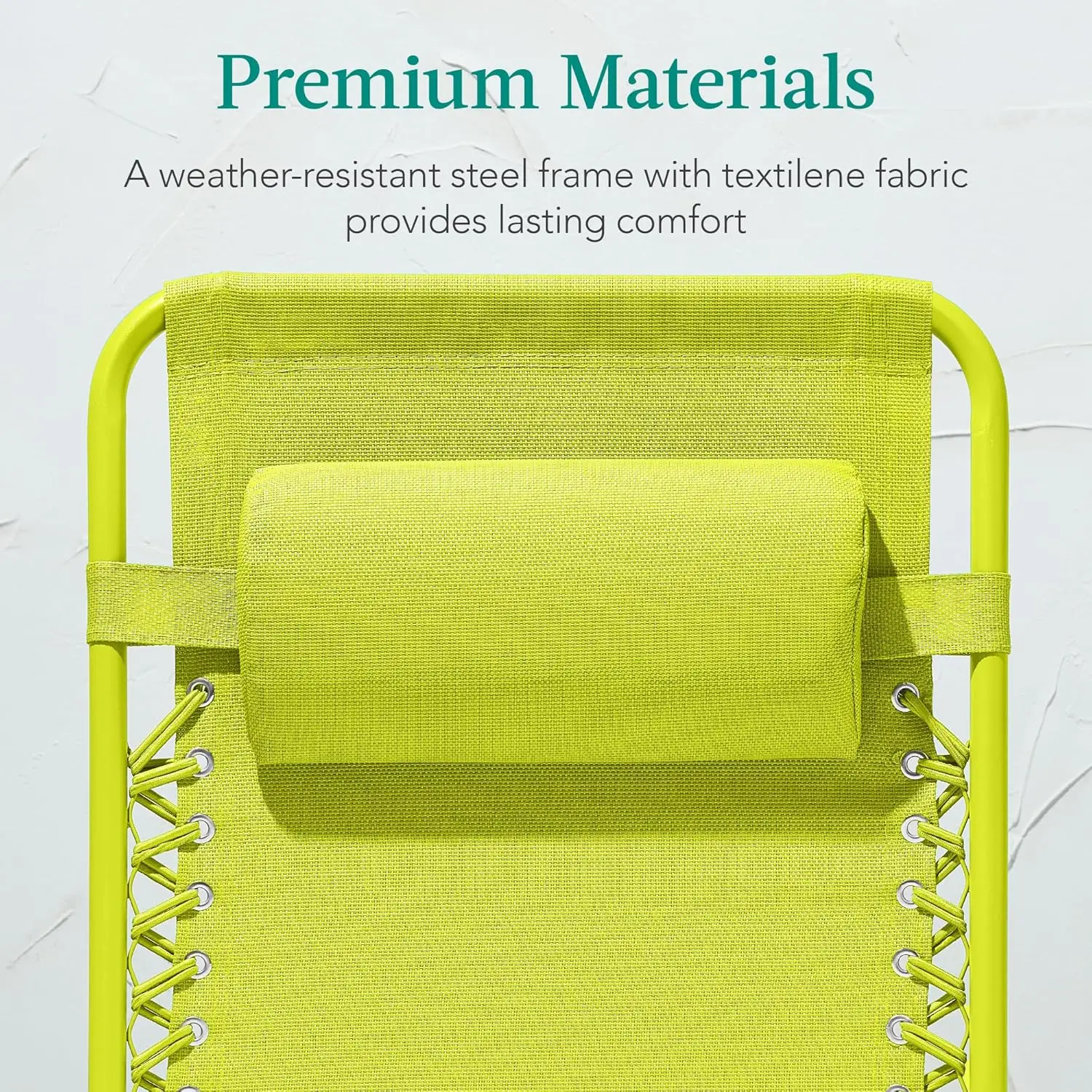 Silla ajustable de gravedad cero, sillón reclinable plegable para patio de color monocromático con bandeja lateral, reposacabezas - Neón