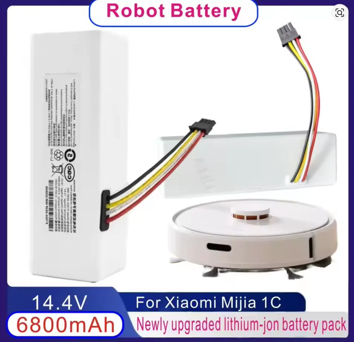 

12800mAh Robot Battery 1C P1904-4S1P-MM for Xiaomi Mijia Mi STYTJ01ZHM Vacuum Cleaner Sweeping Mopping Robot Replacement Battery