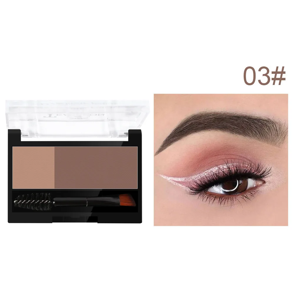 Poudre à sourcils bicolore, 1 pièce, avec pinceau, palette naturelle, maquillage