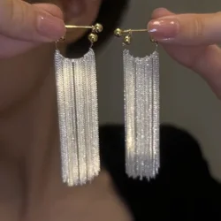 Orecchini lunghi con nappe a cascata con catena Color argento di lusso francese 2023 accessori esagerati da donna per feste di gioielli di nuovo Design