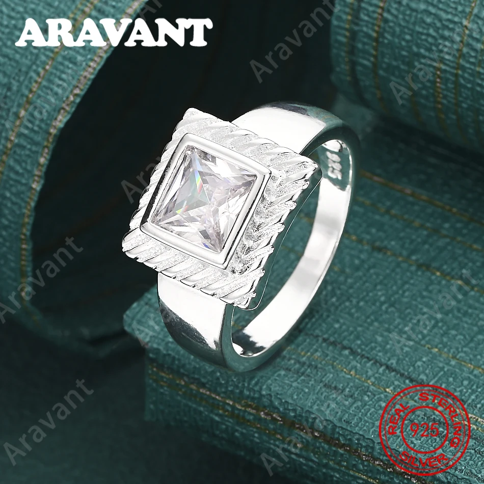 Quadratischer Zirkonring aus 925er Sterlingsilber (7-10 # ) - Ein einzigartiges und vielseitiges Geschenk für Frauen, perfekt für formelle Anlässe und als Schmuckstück.