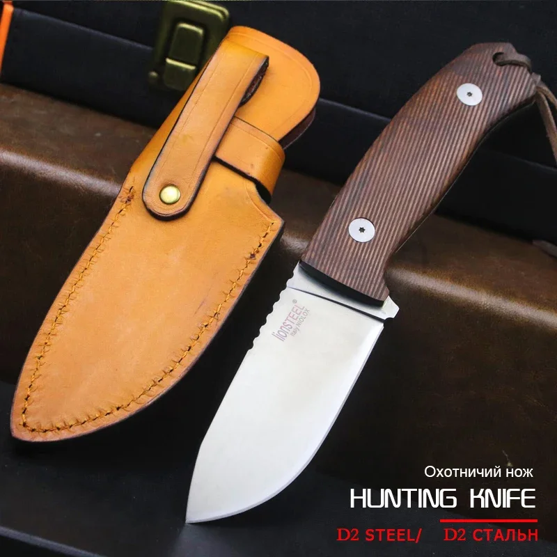 

Italian M3 high hardness outdoor hunting knife D2 alloy steel wilderness survival knife Santos wooden handle collection knife