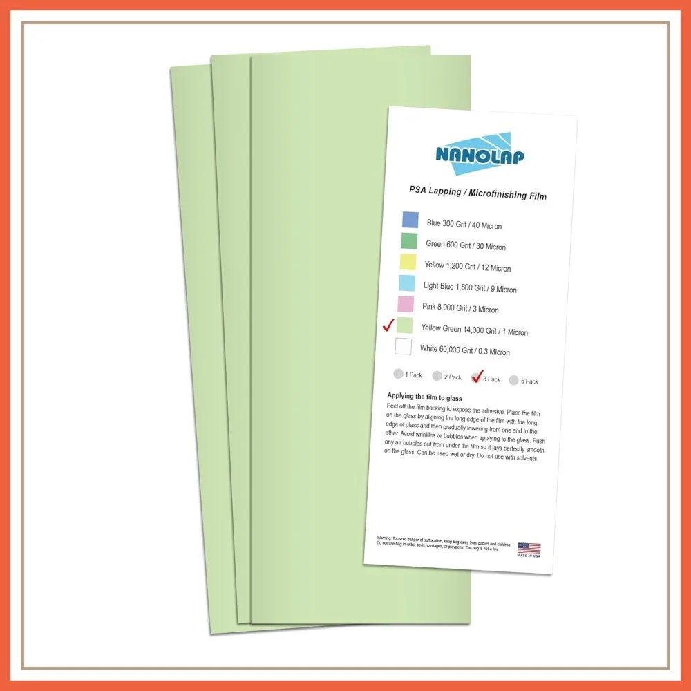

PSA Lapping Film,1 Micron (14,000 Grit) Adhesive Polishing Paper,4-1/4” x 11”,Microfinishing Fine Sanding Paper