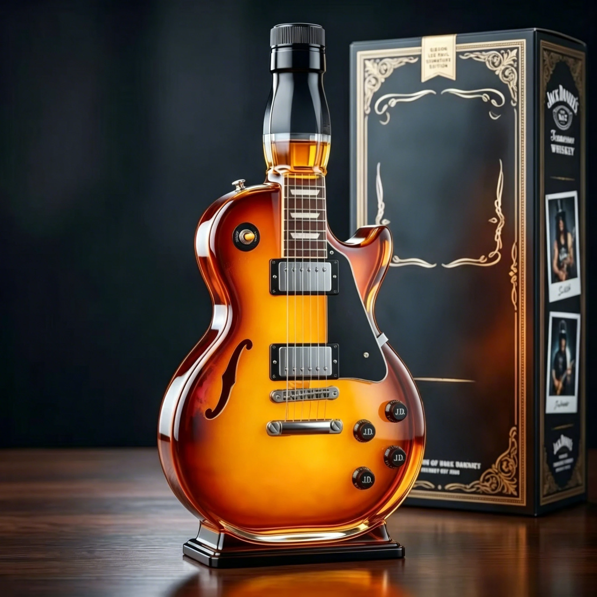 Decantador de Vidrio con Forma de Guitarra, Botella de Whisky Tennessee Rock Legend, Almacenamiento de Licores Único, Adorno de Bar, Decoración, Regalo, Figura de Escritorio