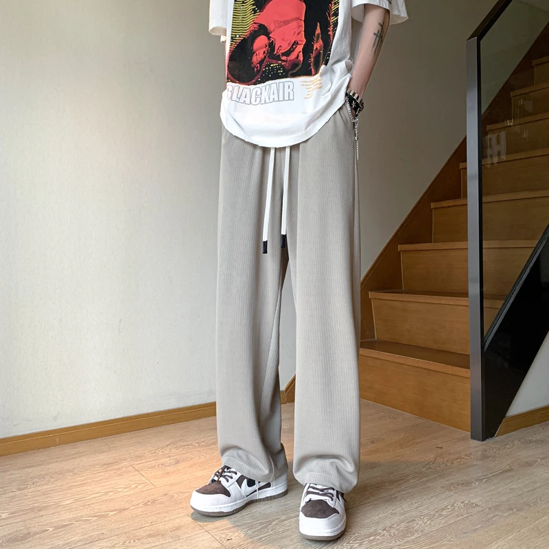 

Ice Silk Men's Summer Thin Qui Dry Sport Pants Straight Loose Casual Trousers High-End Drape Long Trousers Faionable Yout...