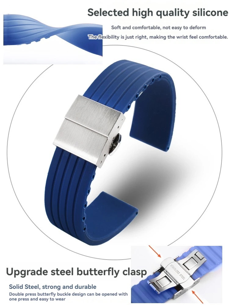 18/20/22/24mm Silicone Watch Straps Rubber Quick Release Band for Smart Watch Women Men Universal Bracelet for Rolex IWC watch