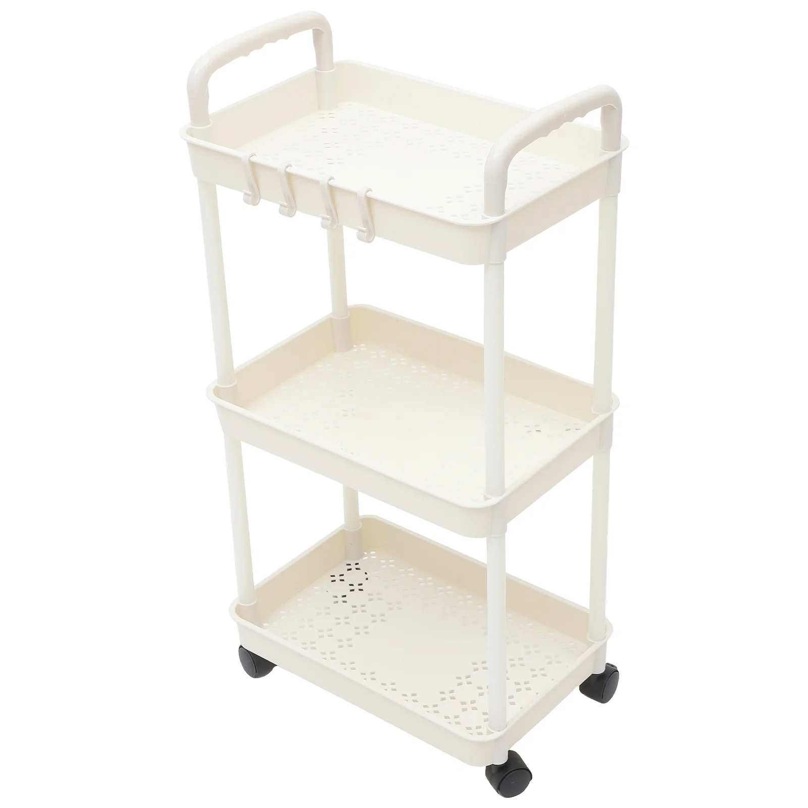 

Rolling Cart with Wheels Utility Bathroom Trolley Rack Push Organizer Storage Pp Kitchen Office Trolly Dolly