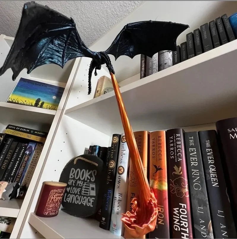 Dragon Flame Book Corner Creative Gothic Dragon Flame Bookshelf Statue Home Bookshelf Decor Ornaments Flame Book Nook  Sculpture