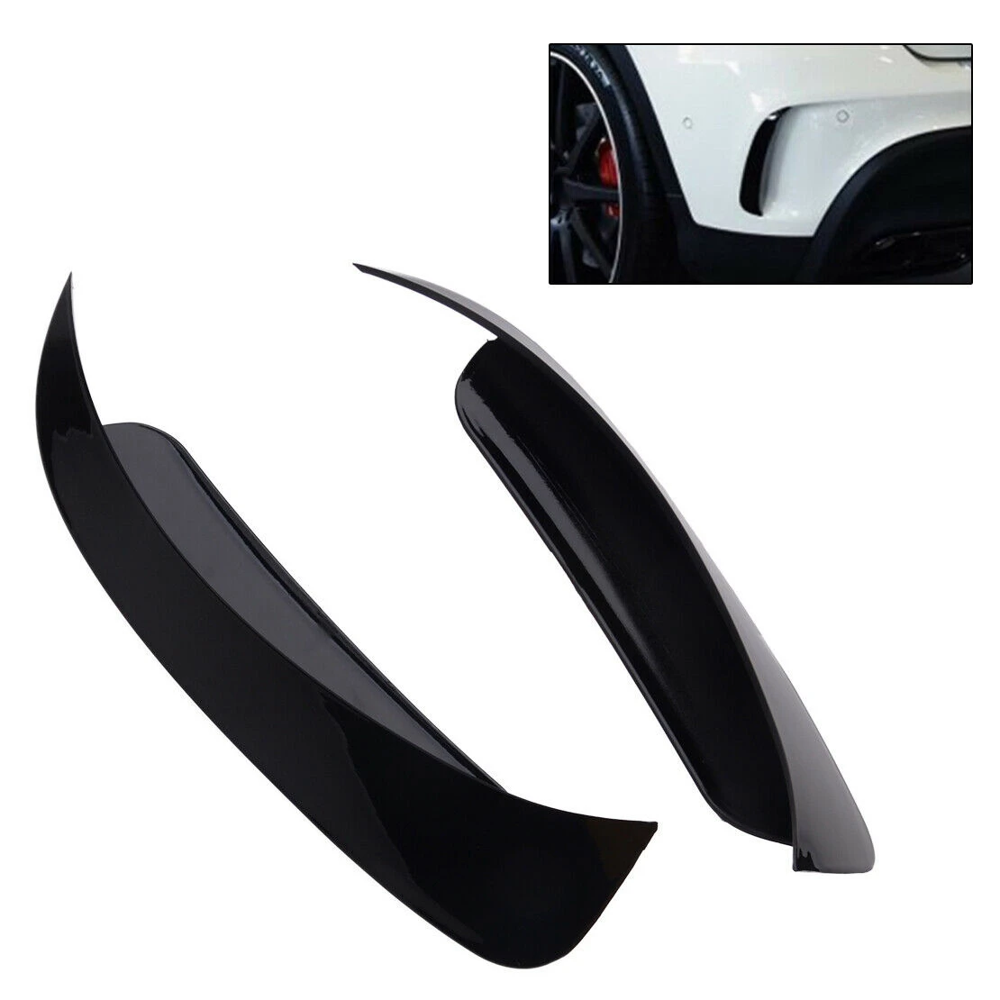 

Firmly Pair Rear Bumper Vent Cover Flaps Splitter Trim Glossy Black For GLA 200 250 X156 GLA45 AMG 2013-2018