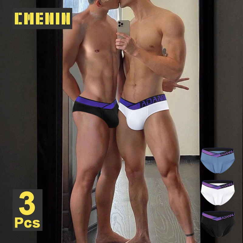 CMENIN 3Pcs Breathable Sexy Man Underwear Briefs Modal Men\'s Panties Low Waist Hip Seamless Gays Briefs Bikini Mens Underpants