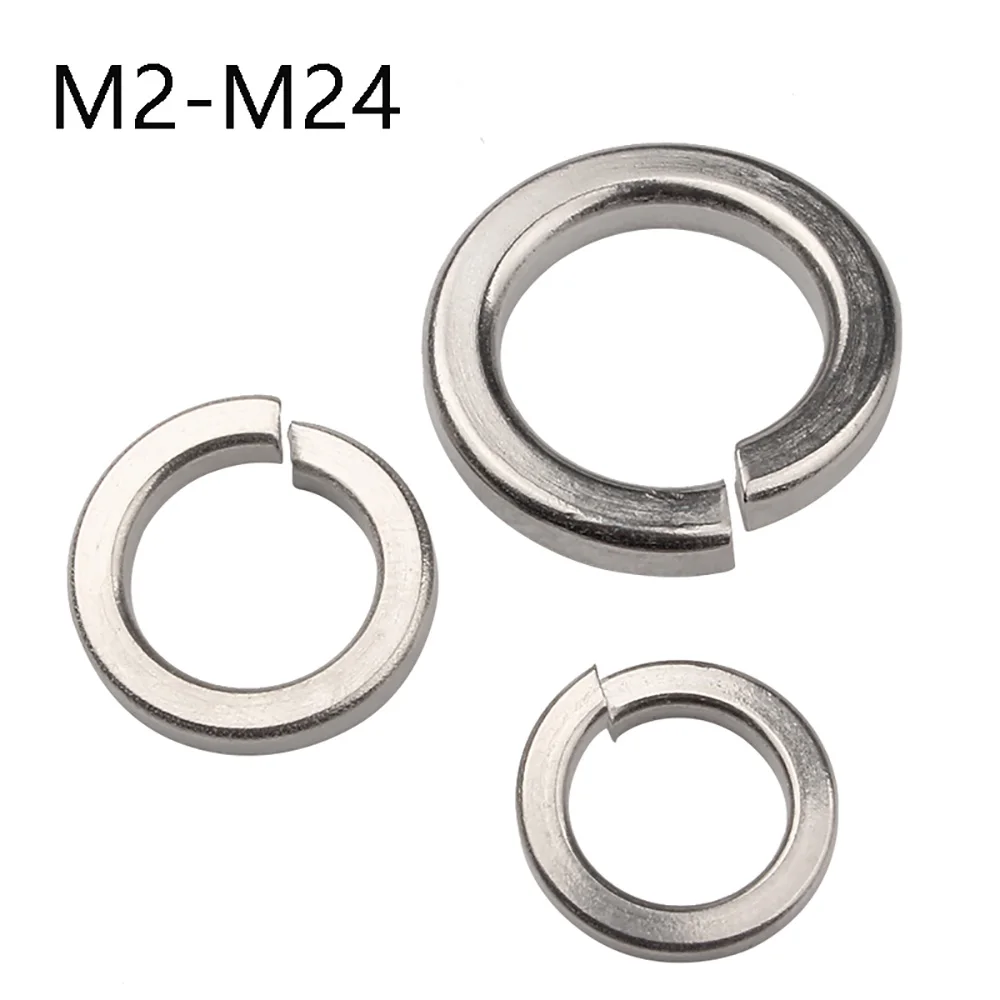 316 Stainless Steel Spring Split Lock Washer M2 M2.5 M3 M4 M5 M6 M8 M10 M12 M14 M16 M18 M20 M22 M24 Marine Grade Elastic Gasket