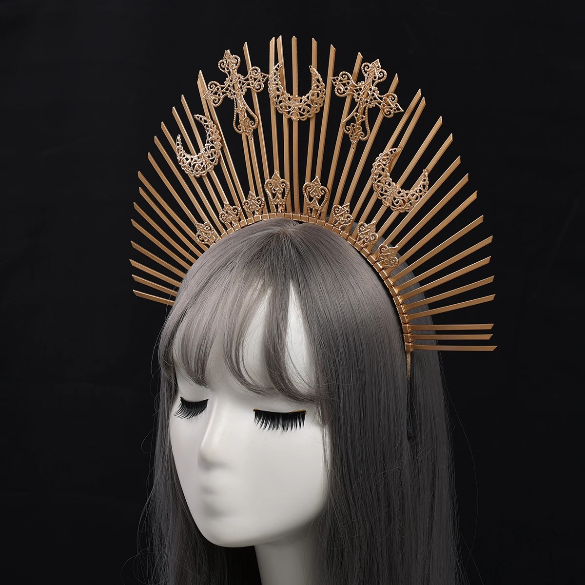 Crown Headdress Photography Props for Pregnant Women Dress Gothic Lolita Sun Goddess Halloween Party Hair Accessory