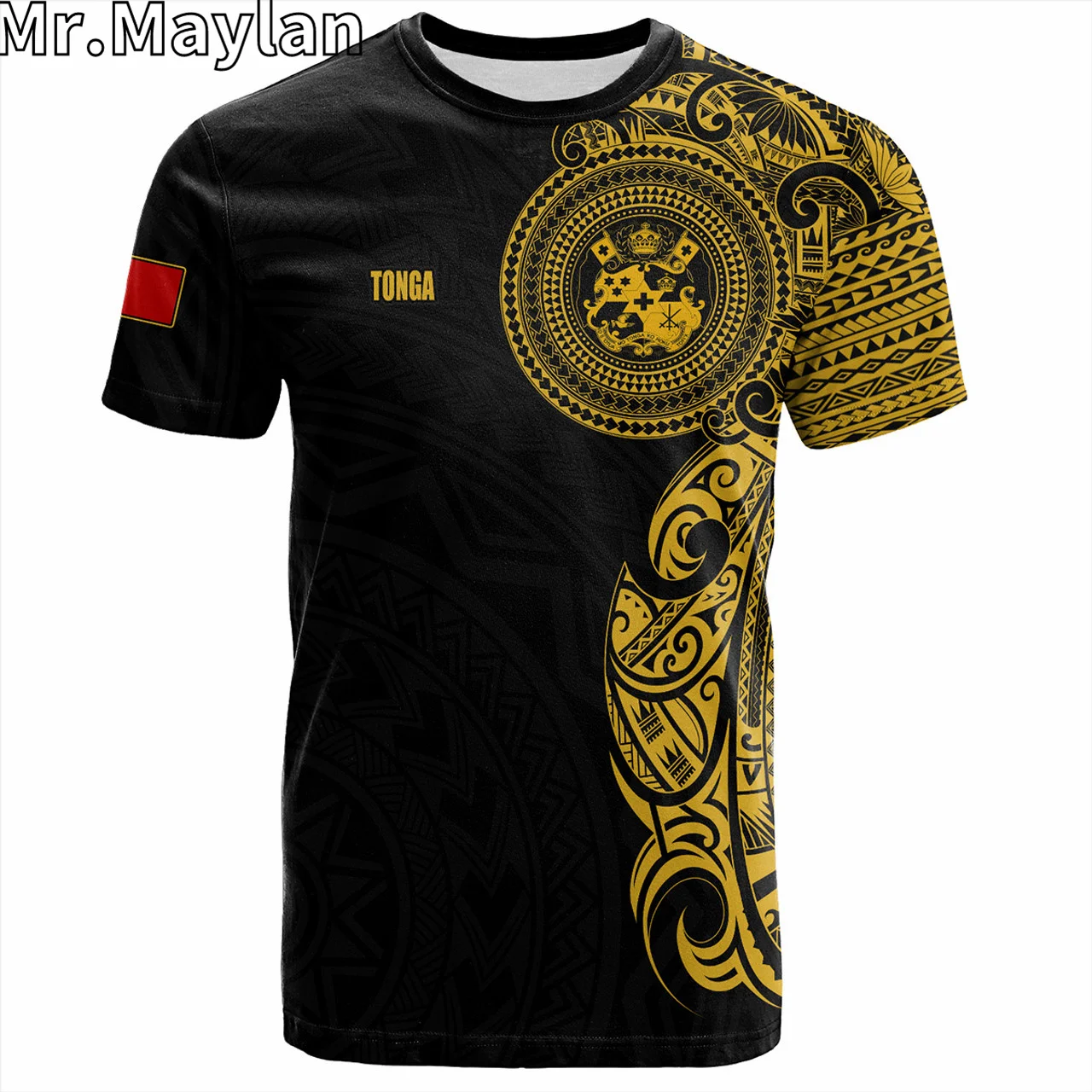 T-shirt personnalisé imprimé en 3D Tonga pour hommes et femmes, conforme à la culture esienne, tatouage tribal, t-shirt rouge, streetwear unisexe