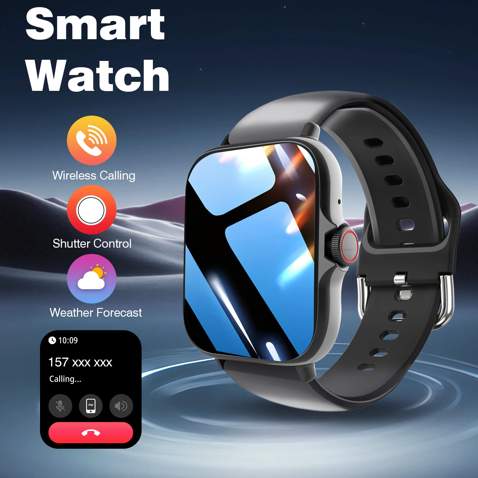 

Smart Watch, Wireless Calling, Message Reminders, 100+ Sports Modes, Music Playback, Compatible with IPhone/Android