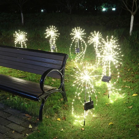 

200 LEDs Firework Solar Garden Lights 8 Lighting Modes Starburst Twinkling Sticks Stake for garden Party Pathway Yard Decor