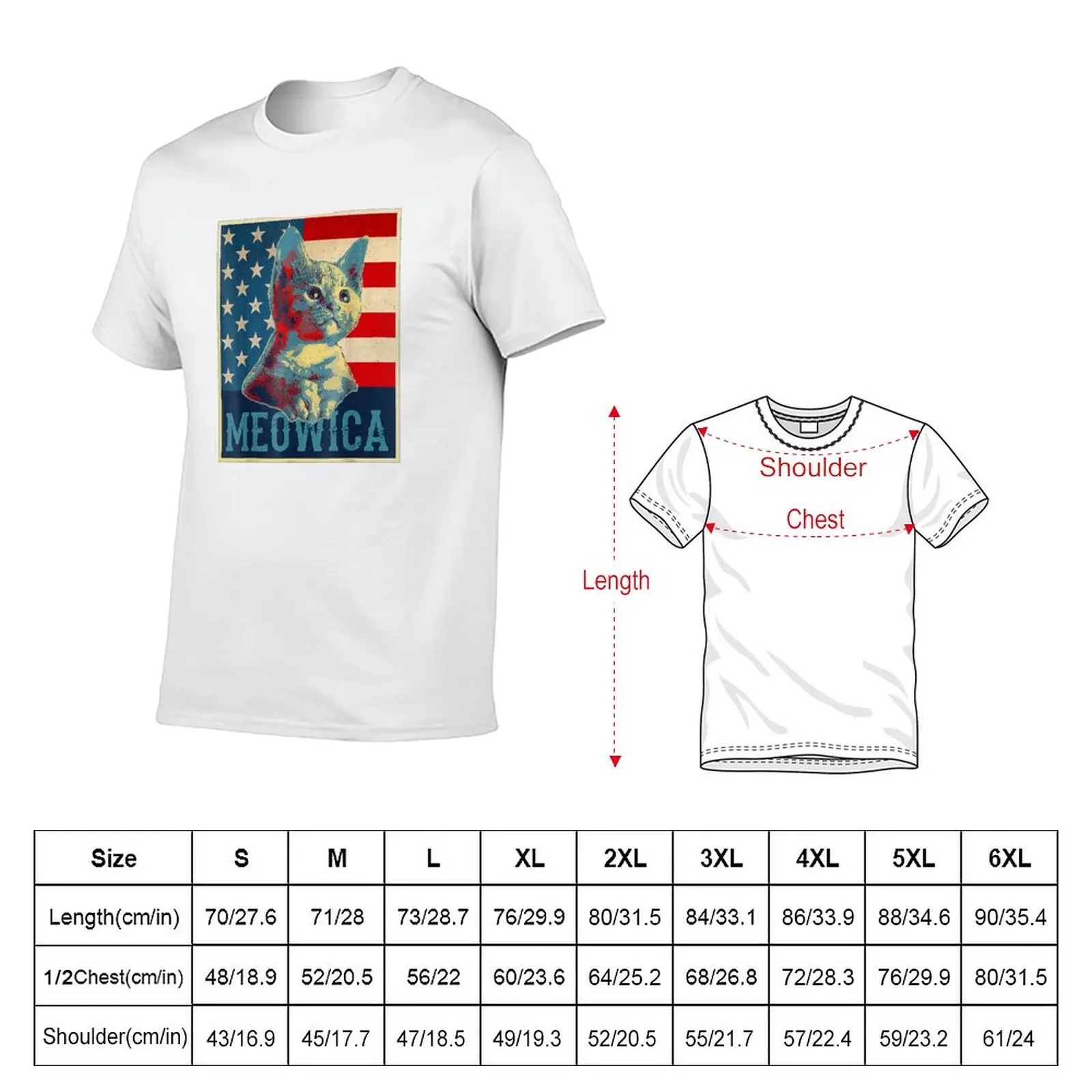 New 4th of July Meowica Kitty Cat T-Shirt man clothes Aesthetic clothing mens big and tall t shirts