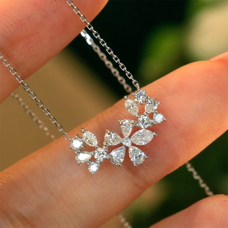 Elegant and Genuine S925 Silver Cherry Blossom Light Luxury Women's Necklace