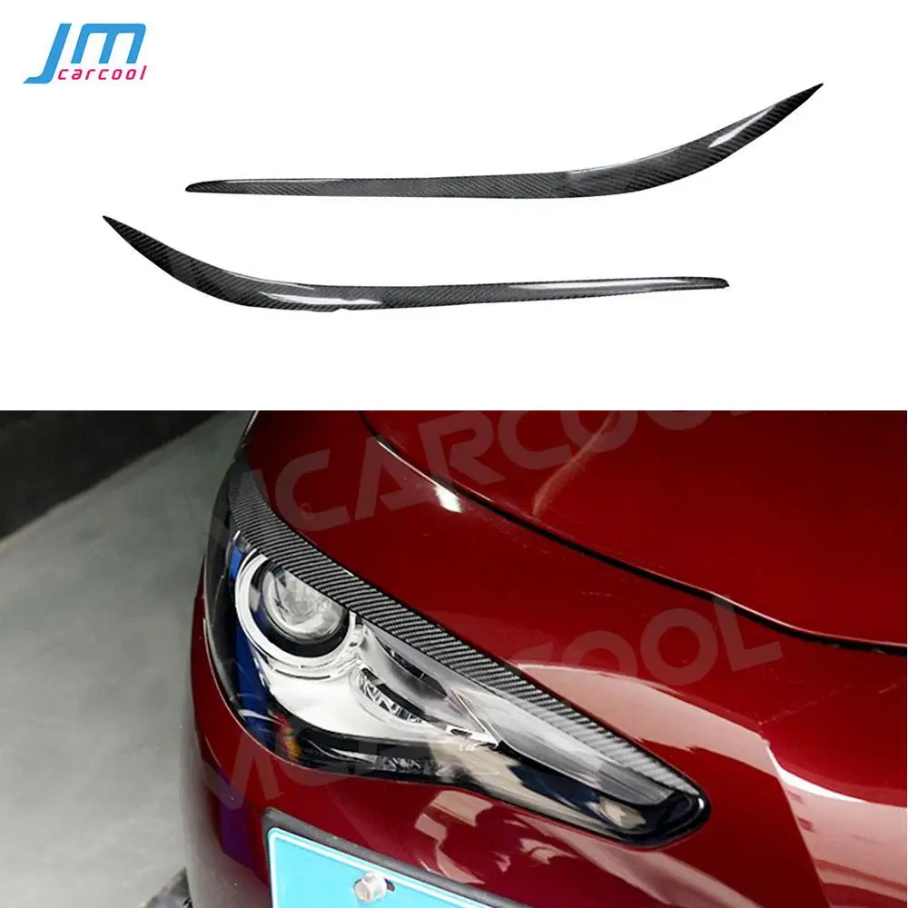 Carbon Fiber Front Headlight Eyebrow Cover Stickers Head Lamp Eyelids For Alfa Romeo Giulia 2016-2018 Car Accessory